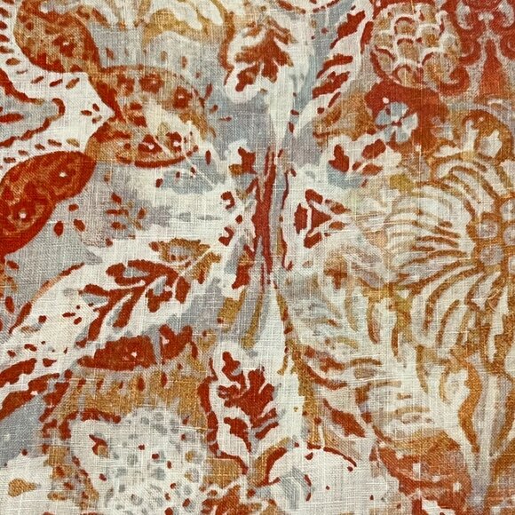 Chico's Linen Button Placket Tunic Top, Relaxed Fit, Print, Orange Cream, XL - Picture 2 of 9